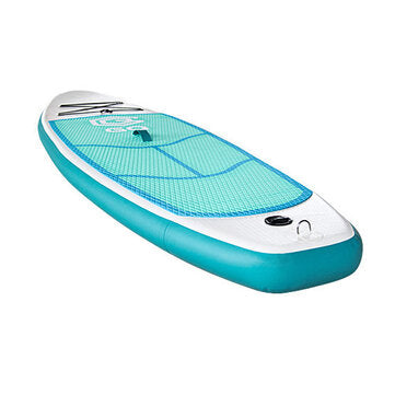 JSYACHT Inflating SUP Paddle Board 9,5 Fuß tragbares Stand-Up Surfbrett Long Board mit Tasche, Pumpe, Flosse, Safty Chain